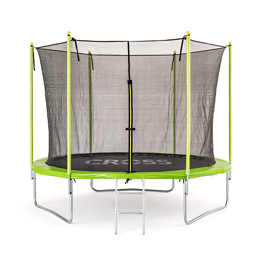 CROSS Trampolína CROSS se sítí, zelenočerná, 306x306x250cm