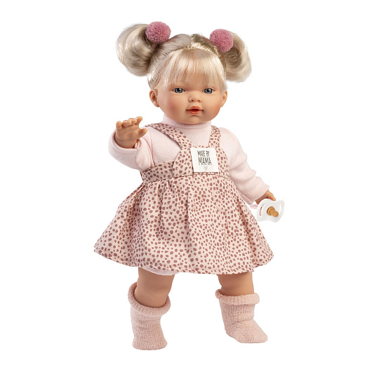 Rappa Llorens 33158 ROBERTA - realistická panenka se zvuky a měkkým látkovým tělem - 33 cm
