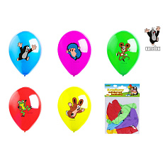 Balonek/Balonky nafukovací Krtek + kamarádi 12" průměr 30 cm 5ks v sáčku 13,5x18cm karneval