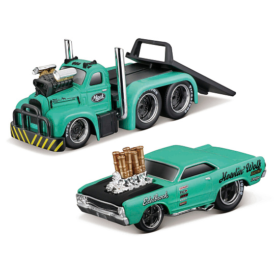 Maisto - Muscle Transports - 1953 MACK B-61 Flatbed 1968 Dodge Dart HEMI Gasser, 1:64 Maisto - Muscle Transports - 1953 MACK B-61 Flatbed 1968 Dodge Dart HEMI Gasser, 1:64