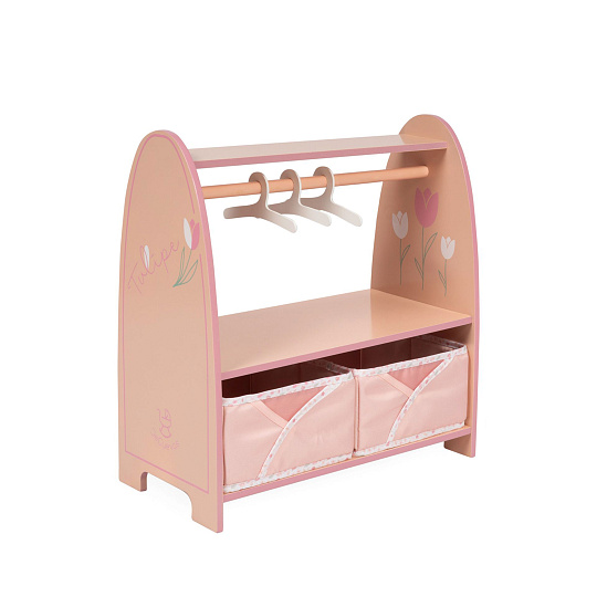 Rappa DeCuevas 55874 Dřevěný šatní věšák na oblečení pro panenky Tulipe 2025