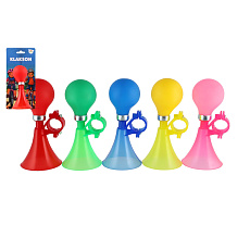 Klakson trumpeta na kolo 14cm 5 barev na kartě 10,5x22cm