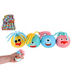 Teddies Míček s obličejem s třásněmi antistresový mačkací sliz 6cm 4 barvy