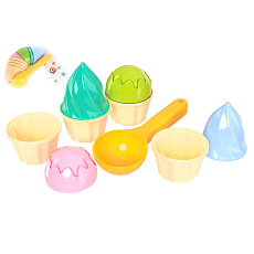 Teddies Sada na písek zmrzlina plast lopatka 15cm + bábovky 2 barvy Teddies Sada na písek zmrzlina plast lopatka 15cm + bábovky 2 barvy
