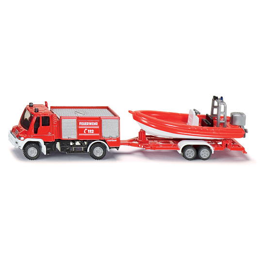 SIKU 1636 Blister - požární vozidlo Unimog s člunem
