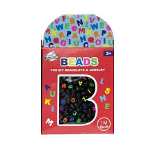 Rappa Sada korálků - písmenka černé + 1 metr provázek