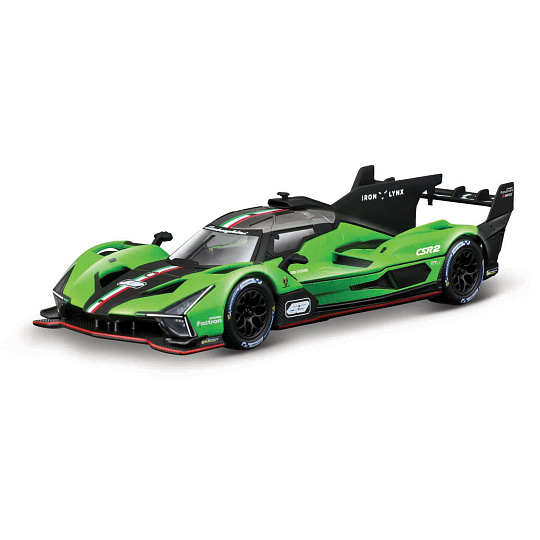 Bburago - RACE, Lamborghini SC63 v dekorativním boxu, zelená-černá, 1:43