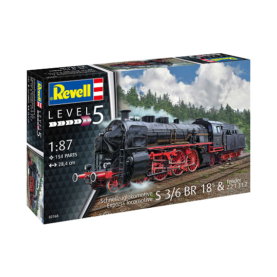 Revell Plastic ModelKit lokomotiva 02168 - Express locomotive S3/6 BR18(5) with Tender 2‘2’T (1:87) Revell Plastic ModelKit lokomotiva 02168 - Express locomotive S3/6 BR18(5) with Tender 2‘2’T (1:87)