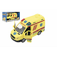Teddies Auto ambulance plast 20cm na setrvačník na baterie se zvukem se světlem v krabici 26x15x12cm