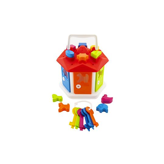 Teddies Vkládačka domeček plast s klíči se zvířátky v sáčku 19x20x19cm 12m+ Teddies Vkládačka domeček plast s klíči se zvířátky v sáčku 19x20x19cm 12m+