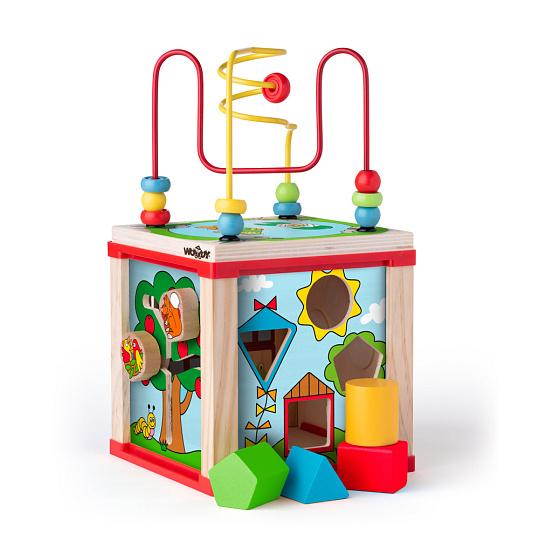 Woody 91916 Didaktická kostka malá s magickými kolečky