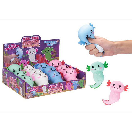 Teddies Axolotl mačkací antistresový silikon 10cm 4 barvy