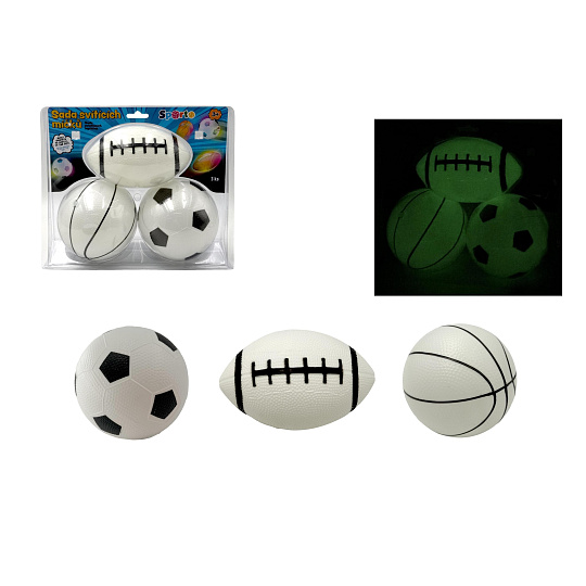 SPORTO Sada 3 míčků - svítící ve tmě