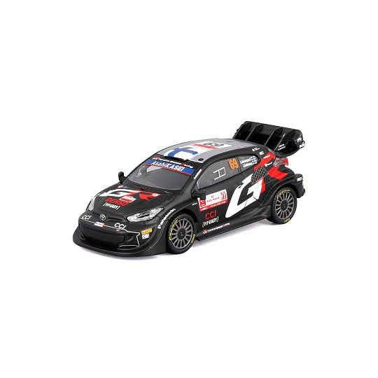 Bburago - RACE, Toyota GR Yaris Rally1 Hybrid v dekorativním boxu, Rovanpera #69, modrá, 1:43