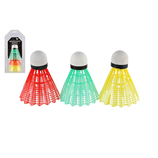 Míčky/Košíčky na badminton barevné 3ks plast v blistru 11x21cm Míčky/Košíčky na badminton barevné 3ks plast v blistru 11x21cm