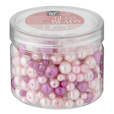 Rappa Sada skleněných korálků 4 odstíny růžové 130 gramů