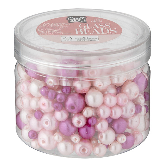 Rappa Sada skleněných korálků 4 odstíny růžové 130 gramů