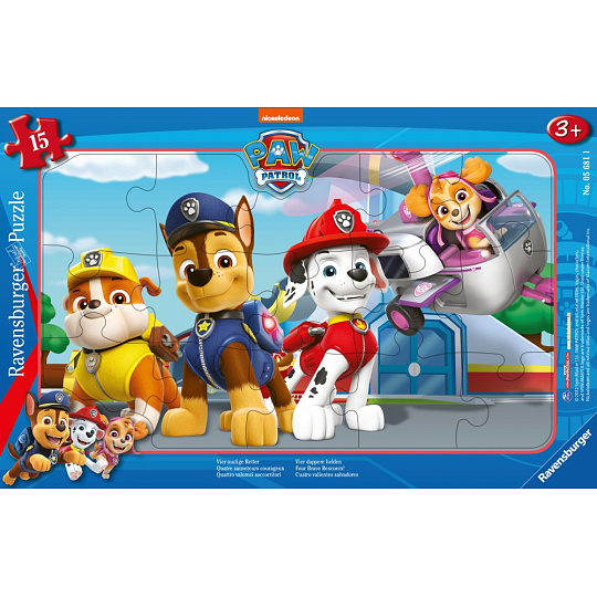 Ravensburger Tlapková patrola: Čtyři stateční ochránci 15 dílků Ravensburger Tlapková patrola: Čtyři stateční ochránci 15 dílků
