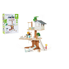 Dům na stromě s doplňky dřevo 31ks v krabici 29x36x11cm