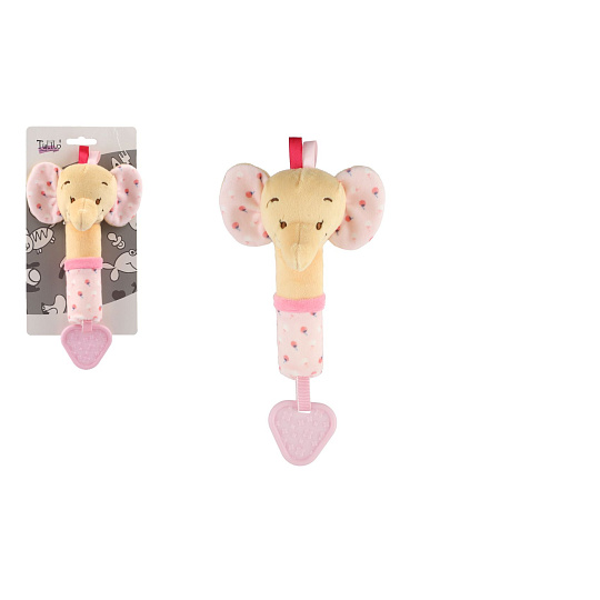 Teddies Pískátko/kousátko slon plyš 22cm na kartě v sáčku 0+