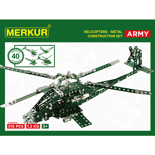 MERKUR - Stavebnice Merkur Helikopter Set, 515 dílů, 40 modelů