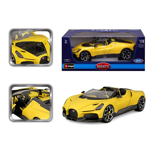 Bburago 1:18 TOP - Bugatti Mistral - Yellow Bburago 1:18 TOP - Bugatti Mistral - Yellow