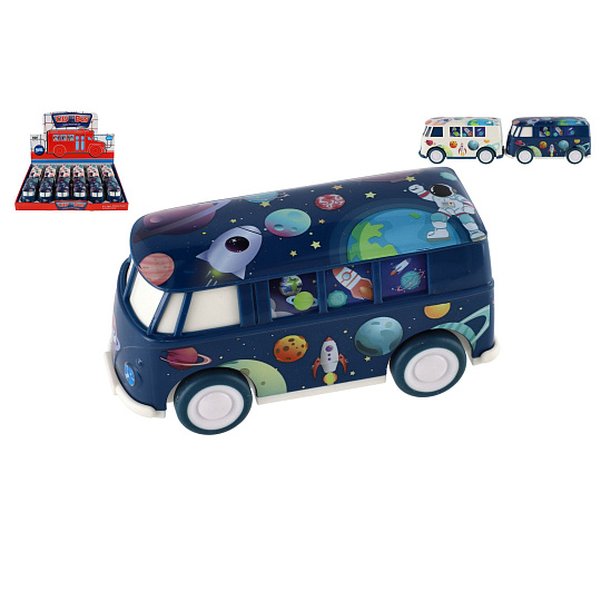 Teddies Autobus vesmír plast 13cm na setrvačník 2 barvy