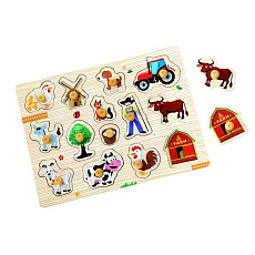 Rappa 2Kids Toys Dřevěné puzzle Farma 14 dílků