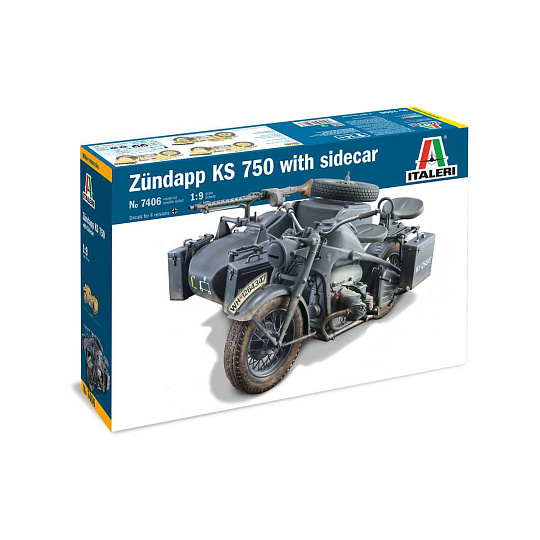 Italeri Model Kit military 7406 - Zundapp KS 750 with sidecar (1:9)