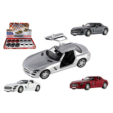 Teddies Auto Kinsmart Mercedes-Benz SLS AMG kov/plast 13cm na zpětné natažení 4 barvy