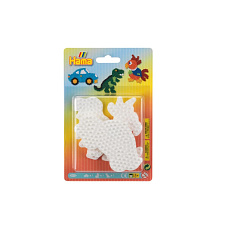 Hama Podložka na zažehlovací korálky auto,papoušek,dinosaurus plast 3ks na kartě 12x18x3cm