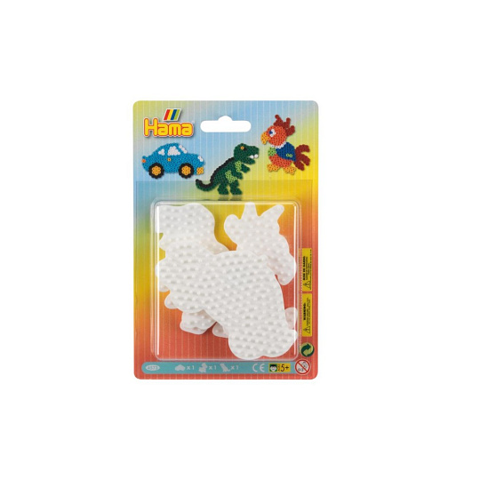 Hama Podložka na zažehlovací korálky auto,papoušek,dinosaurus plast 3ks na kartě 12x18x3cm Hama Podložka na zažehlovací korálky auto,papoušek,dinosaurus plast 3ks na kartě 12x18x3cm