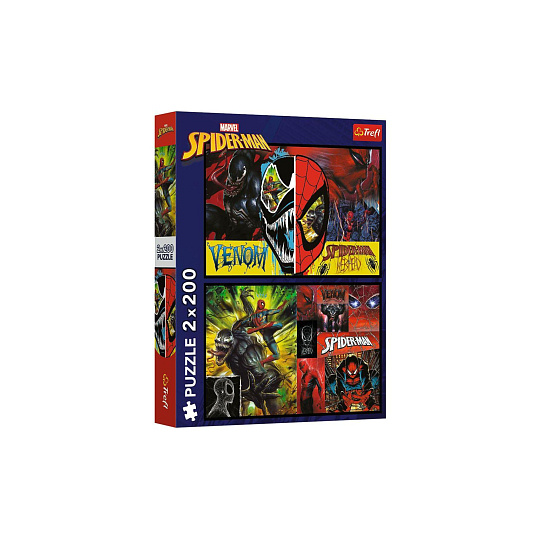 Puzzle 2v1 Spider-Man ve dne v noci 2x200 dílků 41x27,5cm v krabici 26x34x4,5cm