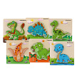 Vkládačka/Puzzle deskové dřevo dinosauři mix druhů v sáčku 16x15cm