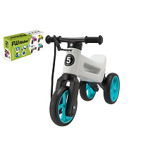 Funny Wheels Teddies Odrážedlo FUNNY WHEELS Rider SuperSport bílé/tyrkys 2v1+popruh,výš.sedla28/30cm nos.25kg