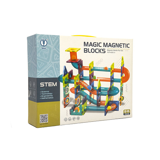 Kuličková dráha magnetická stavebnice plast 66ks v krabici 31x25x8cm