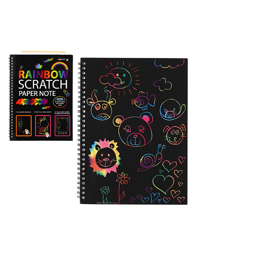 Škrabací/Vyškrabovací notes duhový 10 listů v sáčku 20x26cm