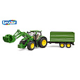 Bruder Farmer - traktor John Deere s predným nakladačom a sklápacím prívesom