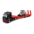 Bburago - Haulers construction, Kamion M-B Actros Gigaspace s Bobcat nakladačem, 1:43