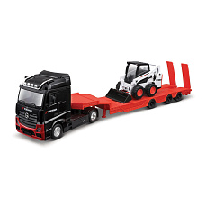 Bburago - Haulers construction, Kamion M-B Actros Gigaspace s Bobcat nakladačem, 1:43
