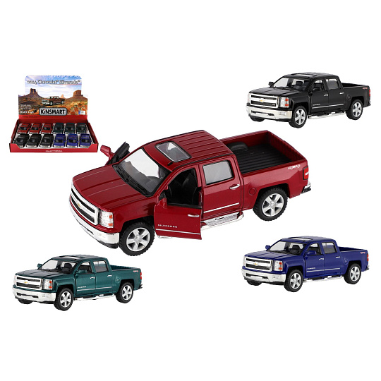Teddies Auto Kinsmart Chevrolet 2014 Silverado kov/plast 13cm 4 barvy na zpětné natažení