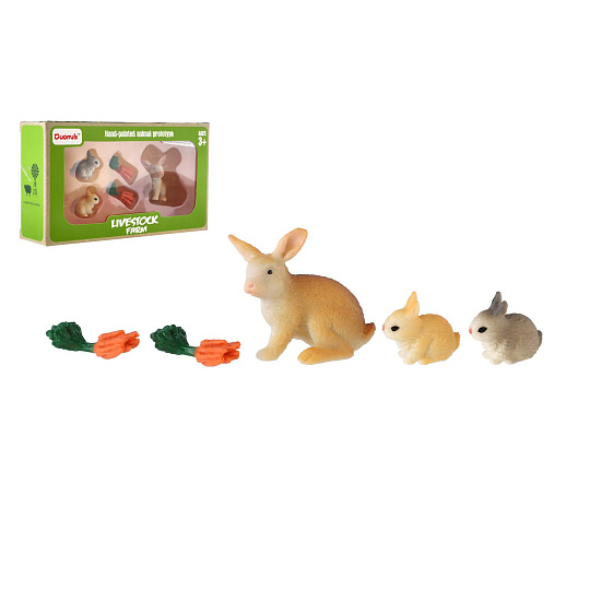 Králík/Králíček 3ks plast s doplňky v krabičce 16x9,5x4cm Králík/Králíček 3ks plast s doplňky v krabičce 16x9,5x4cm