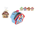 Teddies Pokladnička chaloupka plechová se zámkem 10x10cm 4 barvy v sáčku