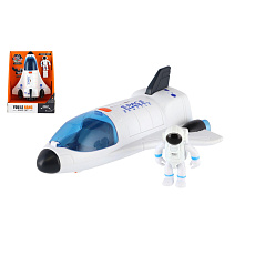 Raketoplán s astronautem plast 20cm na baterie se světlem, zvukem v krabici 18,5x25cm
