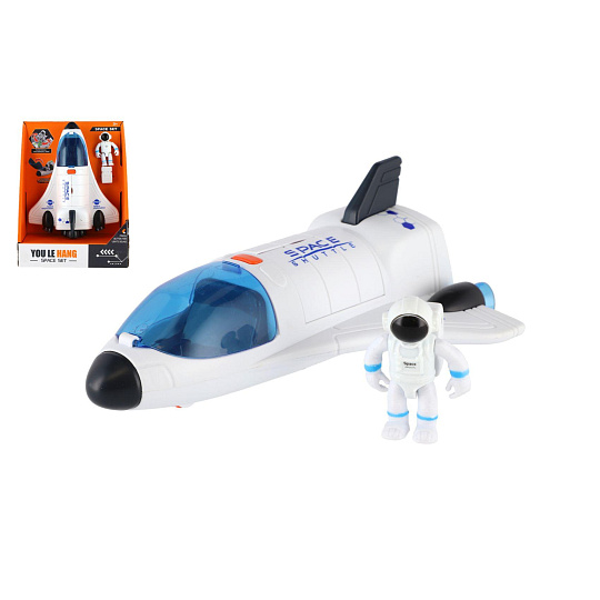 Raketoplán s astronautem plast 20cm na baterie se světlem, zvukem v krabici 18,5x25cm