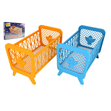 Postýlka pro panenky bez soupravy plast 32x47x26cm mix barev v krabici 48x33x8cm