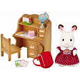 Sylvanian Families 5016 Nábytek "chocolate" králíků - sestra u psacího stolu se židlí