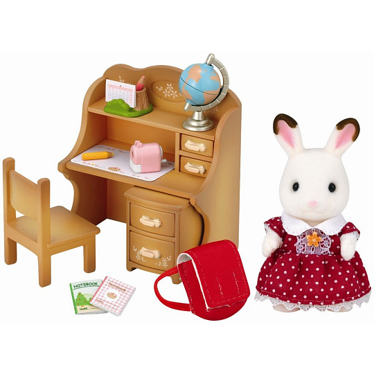 Sylvanian Families 5016 Nábytek "chocolate" králíků - sestra u psacího stolu se židlí