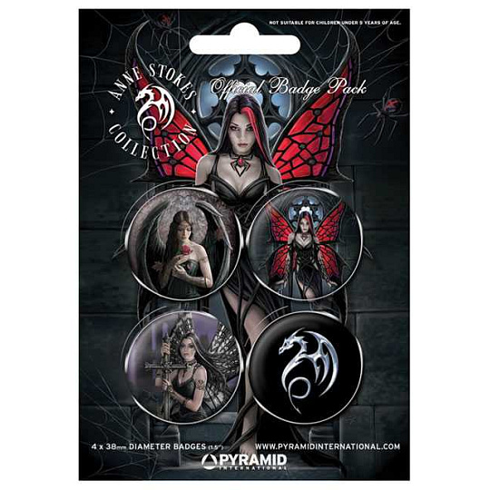 Placka set - Anne Stokes - Gothic - 4x38mm