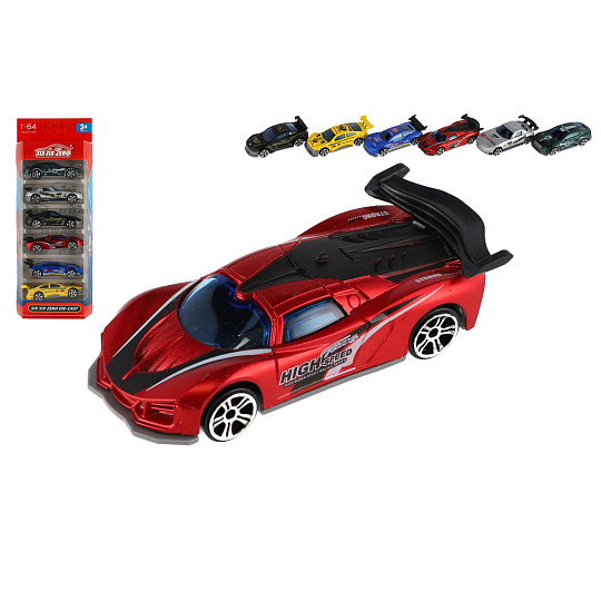 Teddies Auto závodní 6ks kov/plast 8cm na volný chod v krabičce 10,5x27x4cm